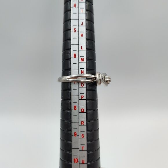 Sterling Silver 925 Designer Pave Diamond Knot Design Ring Sz 7 - Picture 14 of 15